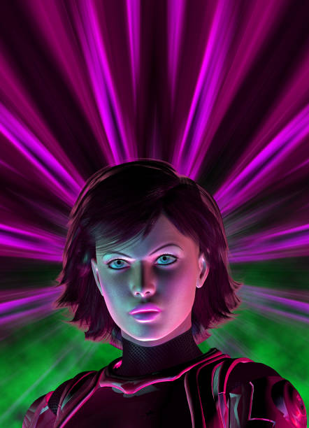 istock Futuristic warrior girl, 3d illustration 1138269262