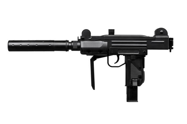 istock submachine gun with silencer isolated on white background 1138272404