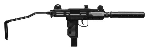istock submachine gun with silencer isolated on white background 1138272405