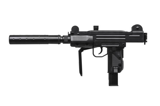 istock submachine gun with silencer isolated on white background 1138272408