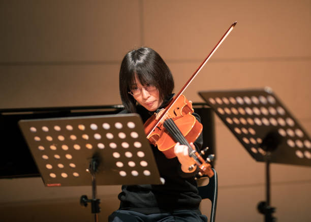 istock Female violinist playing at classical music concert 1138273874
