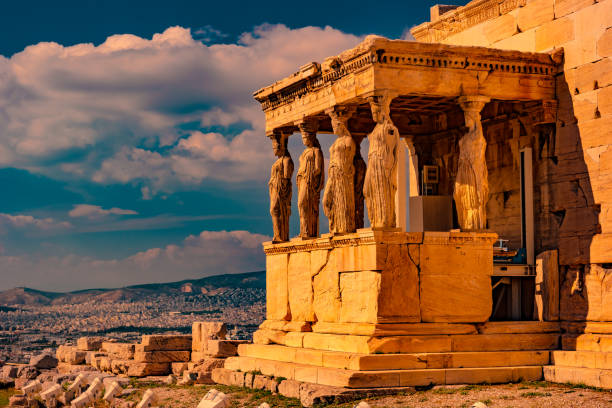 istock Stone porch with caryatids in Erechtheion temple in Acropolis 1138282120
