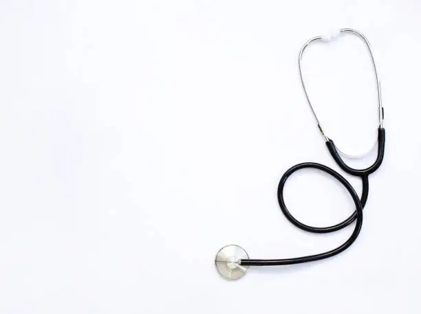 Photo of Stethoscope isolated on white background.