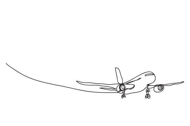 a plane , line drawing style,vector design a plane , line drawing style,vector design travel drawings stock illustrations
