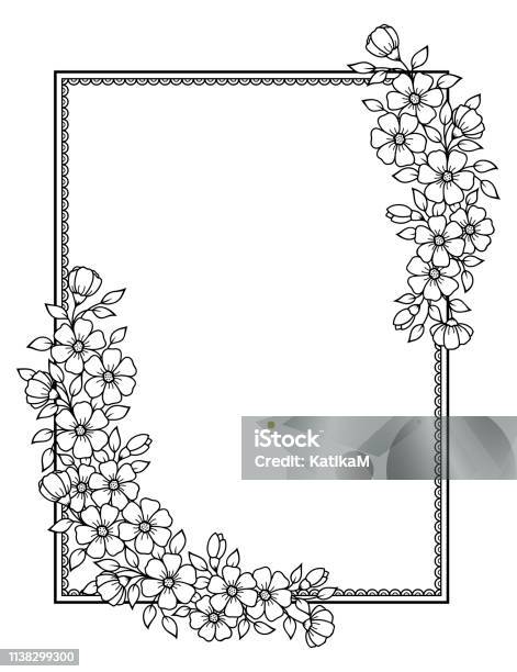 Stylized With Henna Tattoos Decorative Pattern For Decorating Covers For Book Notebook Casket Magazine Postcard And Folder Flower In Mehndi Style Frame In The Eastern Tradition Stock Illustration - Download Image Now