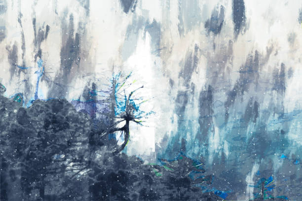 istock Digital abstract painting in cool tone for background, cool color background 1138301835