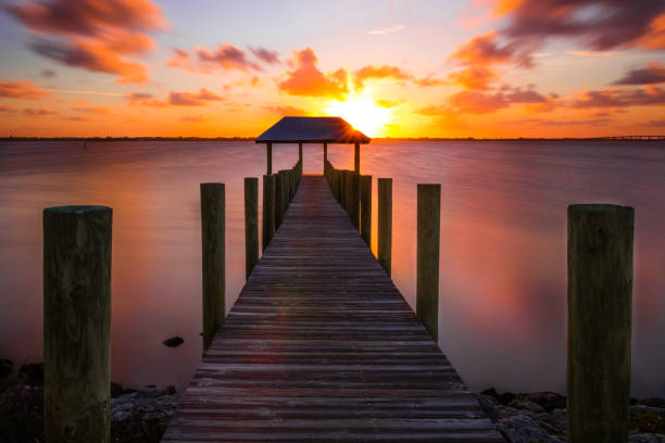 Taken at House of Refuge in Stuart Florida. Taken right as the sun sets behind the pier.