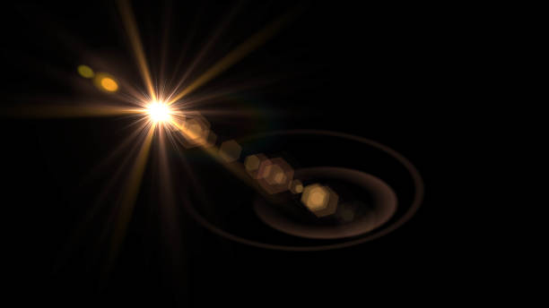 istock Lens flare  glow light effect  on black background. Easy to add overlay or screen filter over photos 1138302938
