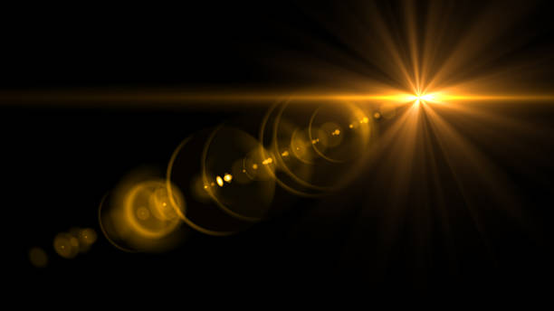 istock Lens flare  glow light effect  on black background. Easy to add overlay or screen filter over photos 1138302940