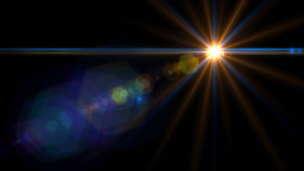 istock Lens flare  glow light effect  on black background. Easy to add overlay or screen filter over photos 1138302976