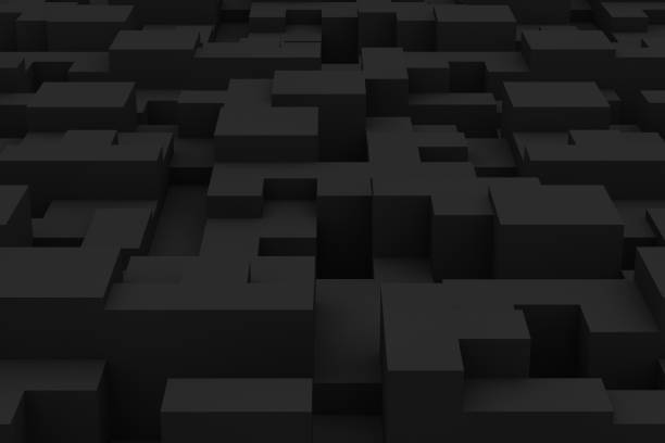istock 3D Abstract black geometric shapes, logic game 1138307837
