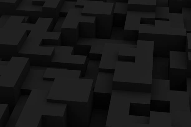istock 3D Abstract black geometric shapes, logic game 1138307898