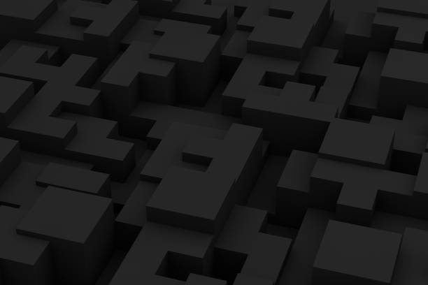 istock 3D Abstract black geometric shapes, logic game 1138307990