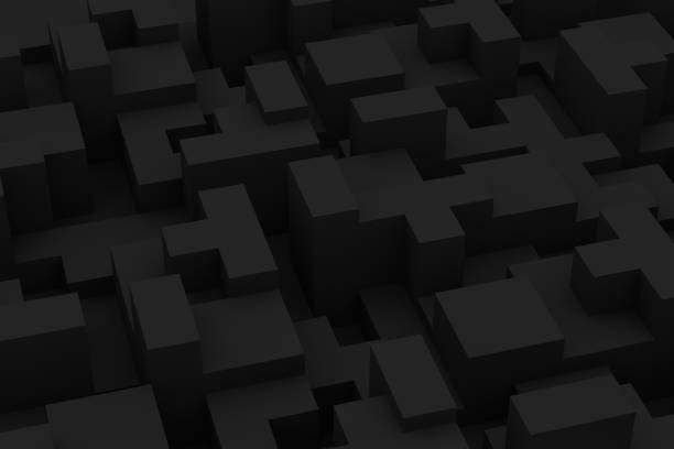 istock 3D Abstract black geometric shapes, logic game 1138308106