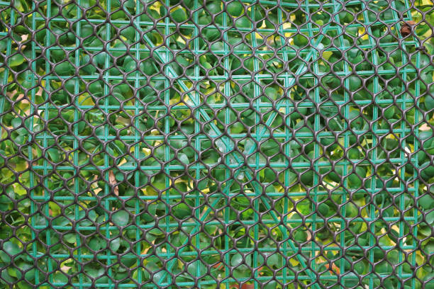 istock Plastic grille with round holes, garden decoration 1138314454