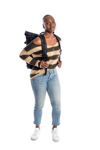 istock Black Female Hiker on a White Background 1138314493