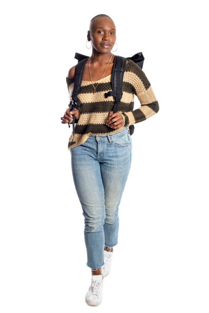 istock Black Female Hiker on a White Background 1138314495