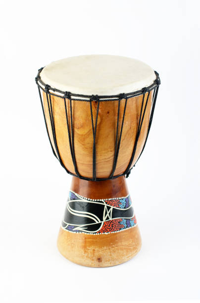 djembe drum on white - tribal music fotografías e imágenes de stock