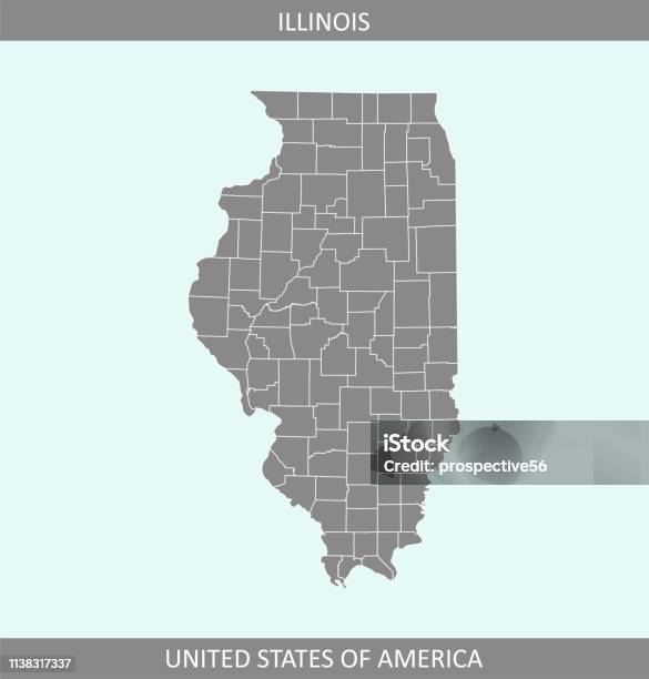 Illinois County Map Vector Outline Gray Background Counties Map Of Illinois State Of Usa In A Creative Design Stock Illustration - Download Image Now