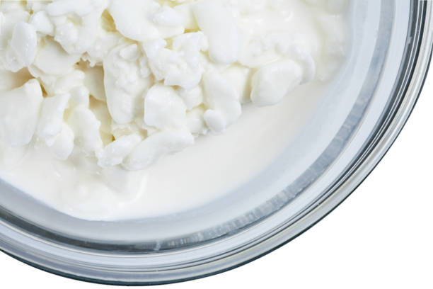istock Fresh white Cottage cheese in glass plate 1138319705