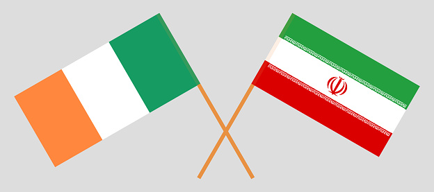 Iran and Ireland. The Iranian and Irish flags. Official colors. Correct proportion. Vector illustration