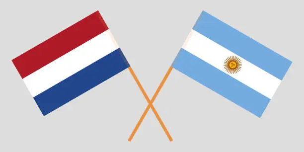 Vector illustration of Argentina and Netherlands. The Argentinean and Netherlandish flags. Official colors. Correct proportion. Vector