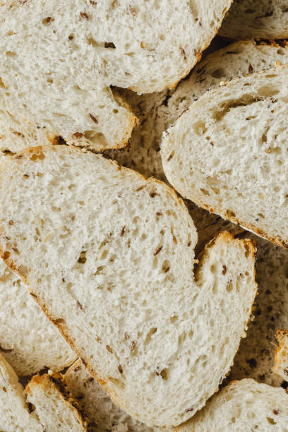 istock Sliced Wheat Bread with Flax Seeds Top View Bread Bakery background Set bread 1138328530