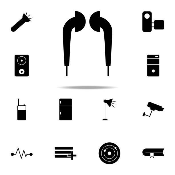 ilustraciones, imágenes clip art, dibujos animados e iconos de stock de icono de auriculares de vacío. iconos web universales para la web y el móvil - gaining weight audio