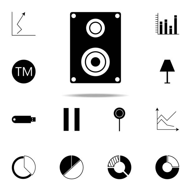ilustraciones, imágenes clip art, dibujos animados e iconos de stock de icono del sistema acústico. iconos web universales para la web y el móvil - gaining weight audio