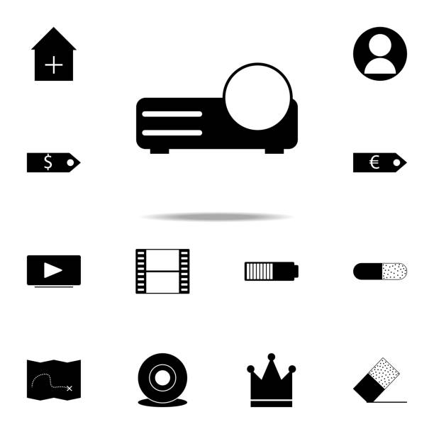 ilustraciones, imágenes clip art, dibujos animados e iconos de stock de icono del proyector. iconos web universales para la web y el móvil - gaining weight audio