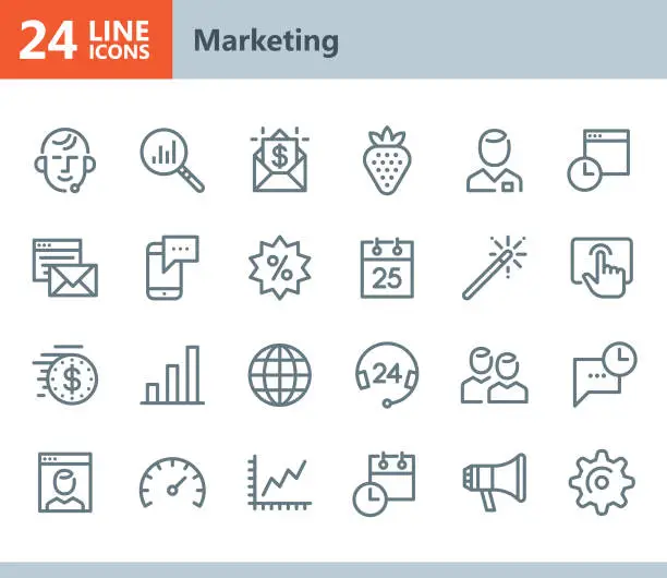 Vector illustration of Marketing - line vector icons