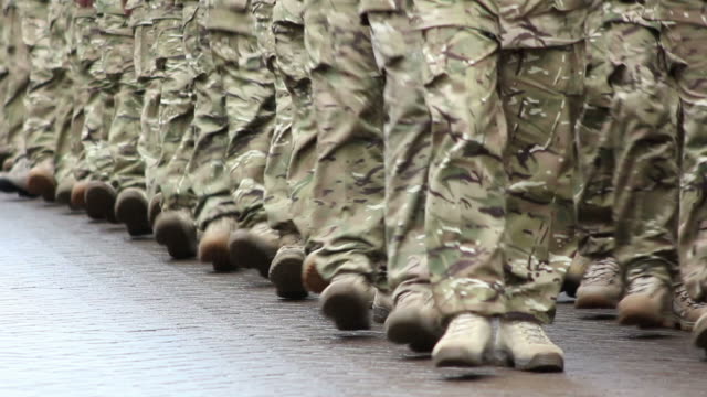 Army Soldiers Marching towards camera - HD & PAL