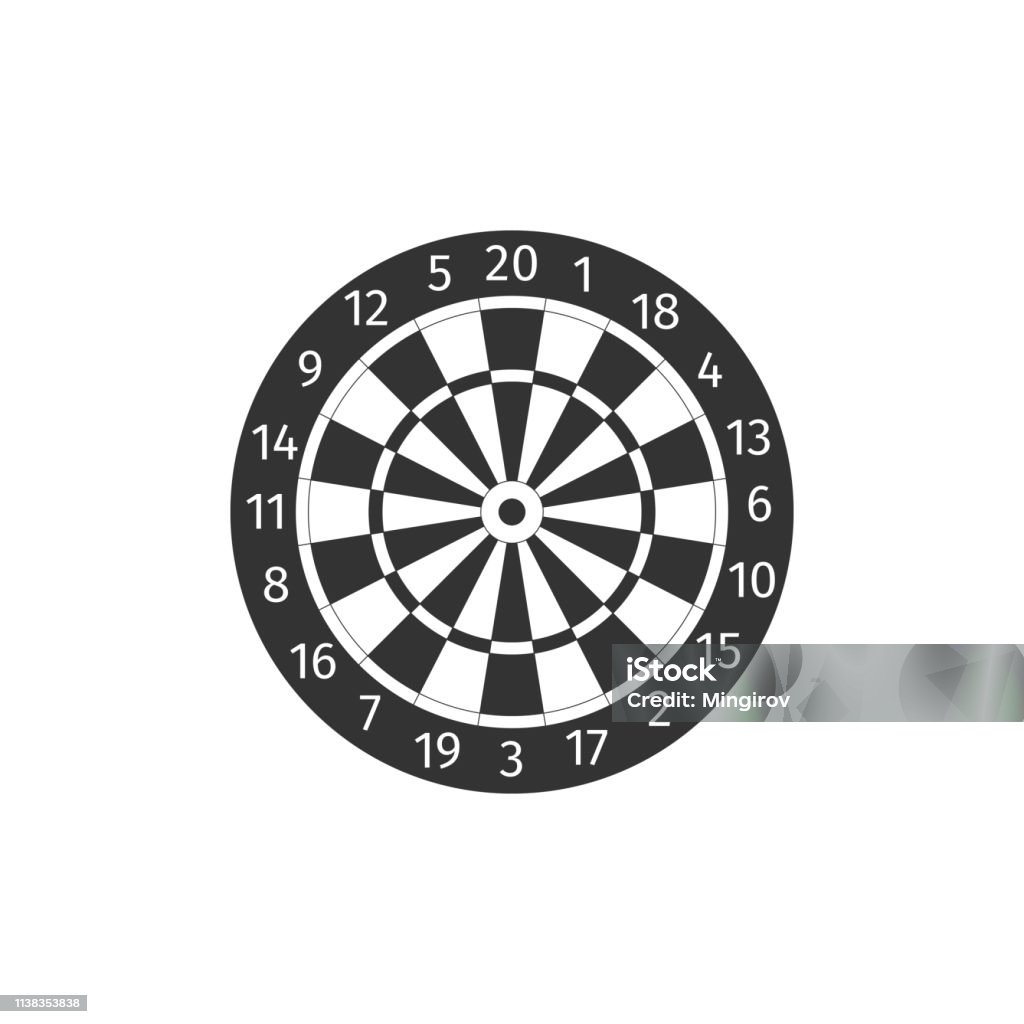 Potentiel taxa Medfølelse Classic Darts Board With Twenty Black And White Sectors Icon Isolated Dart  Board Sign Dartboard Sign Game Concept Flat Design Vector Illustration  Stock Illustration - Download Image Now - iStock
