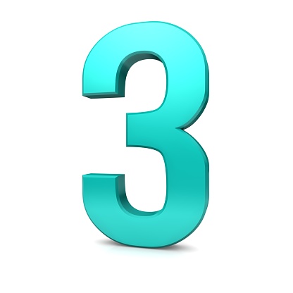 Nummerierung 3 Drei 3d Renderzeichen Symbol Türkisfarbenes Symbol Auf