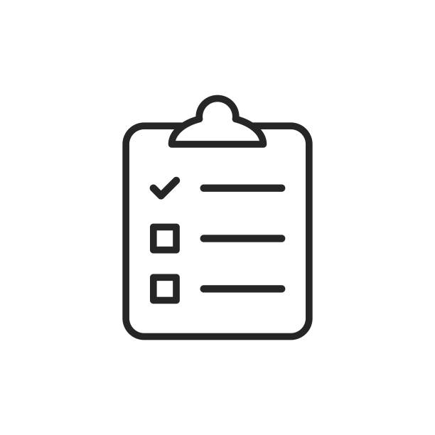 clipboard witch checklist, wishlist line icon. bearbeitbare stroke. pixel perfect. für mobile und web. - checkliste stock-grafiken, -clipart, -cartoons und -symbole