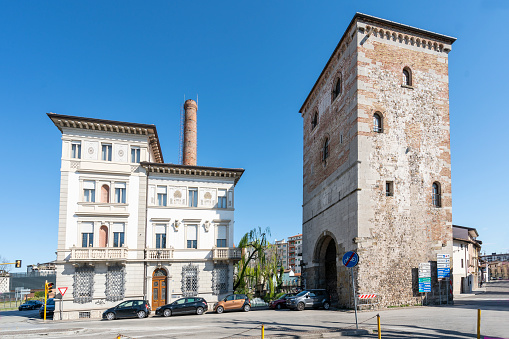 Udine, Friuli Venezia Giulia region, Italy.  View of  the Villalta old city gate tower.