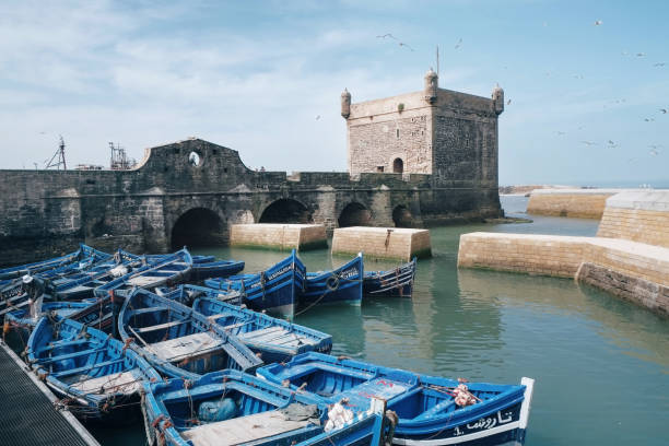 istock Beach Town with Blue Boats, Essaouira 1138357101