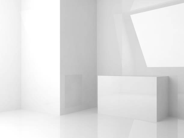 istock Room with shiny walls and cubes installation 1138357164
