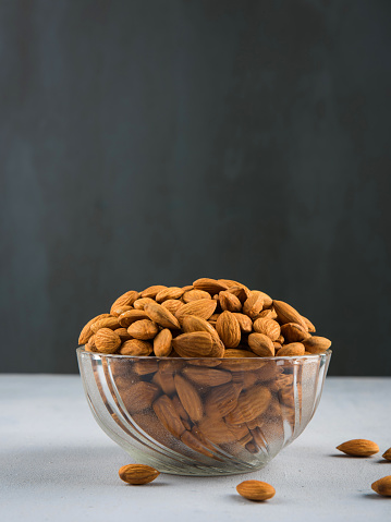 Almonds In A Glass Bowl