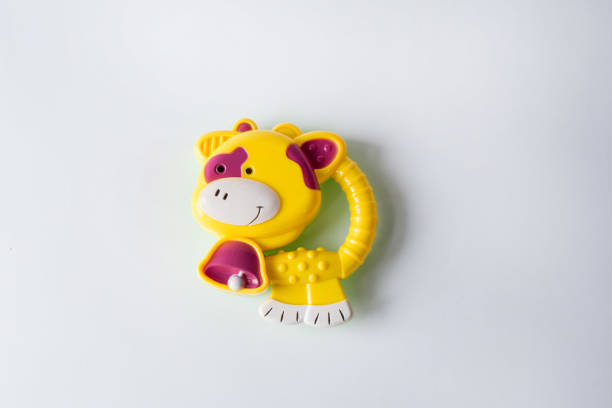 toy yellow cow isolated on white background. toys for babies and newborn - piggy bank savings coin bank investment imagens e fotografias de stock