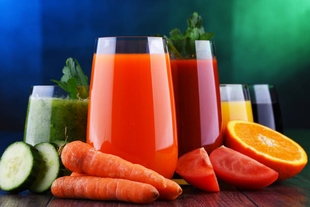 istock Glasses with fresh organic vegetable and fruit juices 1138363338