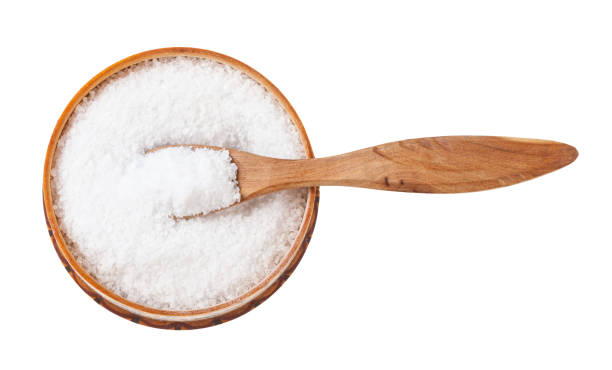 istock wooden salt cellar with spoon with Rock Salt 1138364001