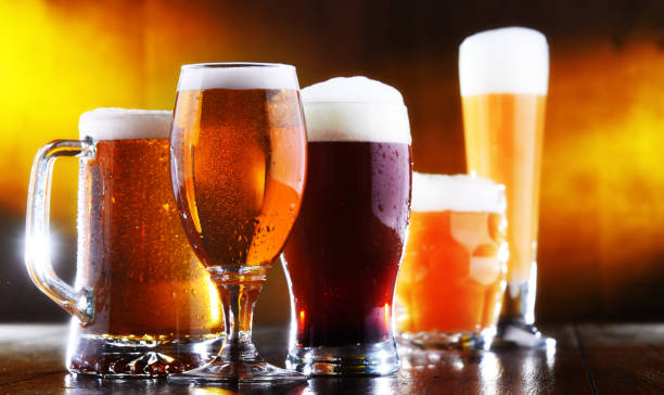 istock Composition with five glasses of beer 1138364541