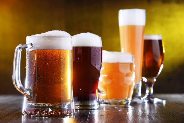 istock Composition with five glasses of beer 1138364610