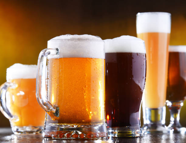 istock Composition with five glasses of beer 1138364634