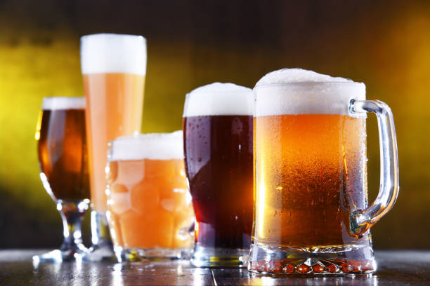 istock Composition with five glasses of beer 1138364655