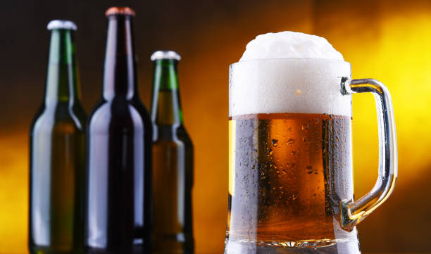 istock Composition with glass and bottles of beer 1138365245