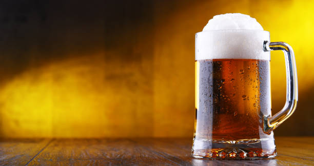 istock Composition with glass of draught beer 1138365368