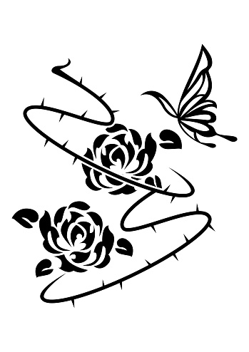 Tribal Rose. Illustration of Rose. Ethnic artwork. Rose flower tattoo.
