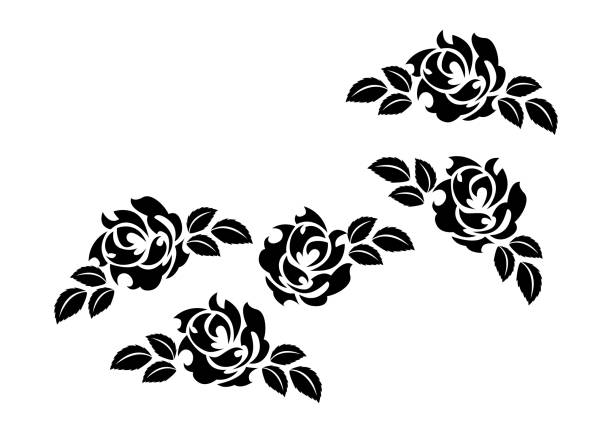 Tribal Rose. Illustration of Rose. Ethnic artwork. Rose flower tattoo. Tribal design. rosa multiflora stock illustrations